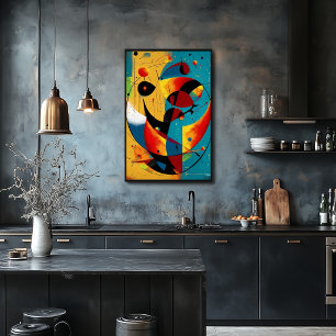 Cosmic Orbit Abstraction in Teal & Tangerine  Poster