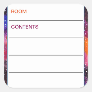 Cosmic Outer Space Moving Box Contents Square Sticker