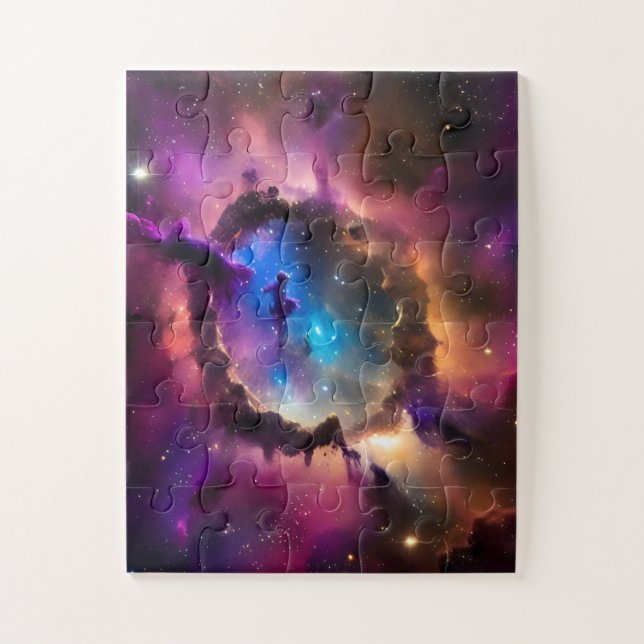 Cosmic outer space nebula clouds in fun landscape jigsaw puzzle (Vertical)