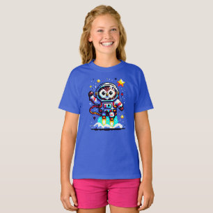 Cosmic Owl: 8-Bit Space Explorer T-Shirt