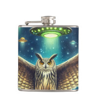 Cosmic Owl Nightscape - UFOs in the sky