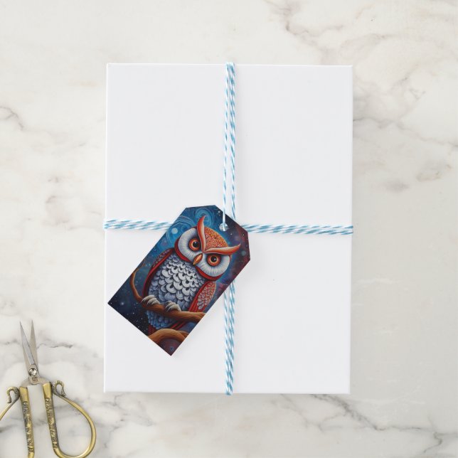 Cosmic Owl of Wisdom Gift Tags (With Twine)