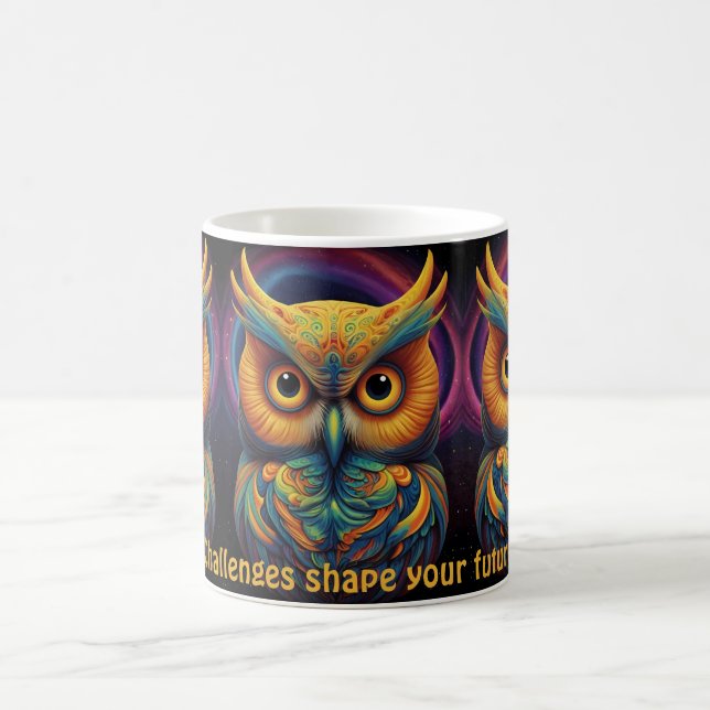 Cosmic Owl of Wisdom Inspirational coffee mugs (Center)