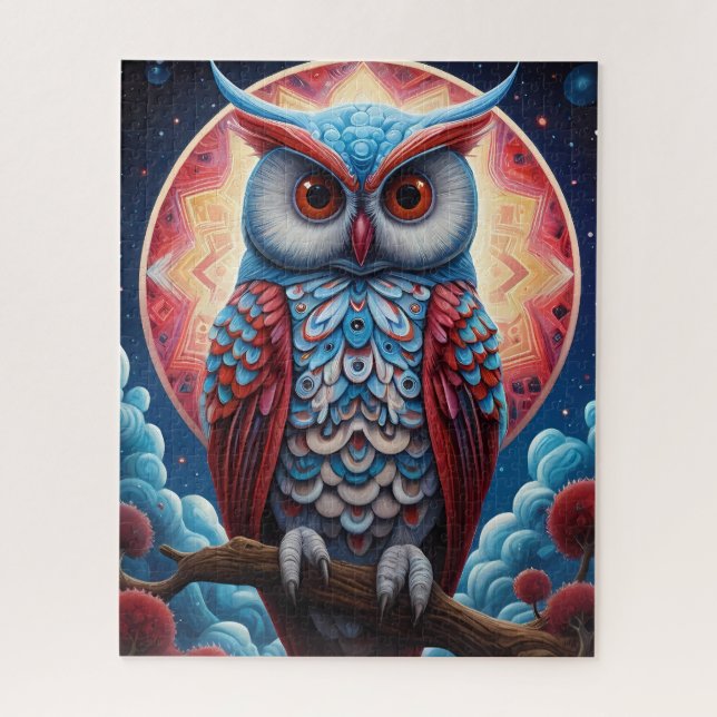 Cosmic Owl of Wisdom Jigsaw Puzzle (Vertical)