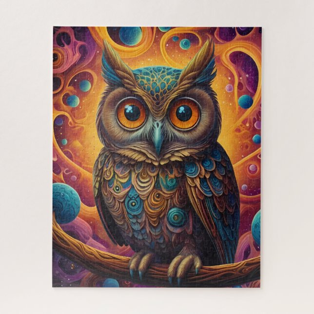 Cosmic Owl of Wisdom Jigsaw Puzzle (Vertical)