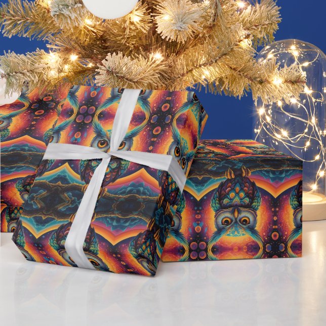 Cosmic Owl of Wisdom Wrapping Paper (Holidays)