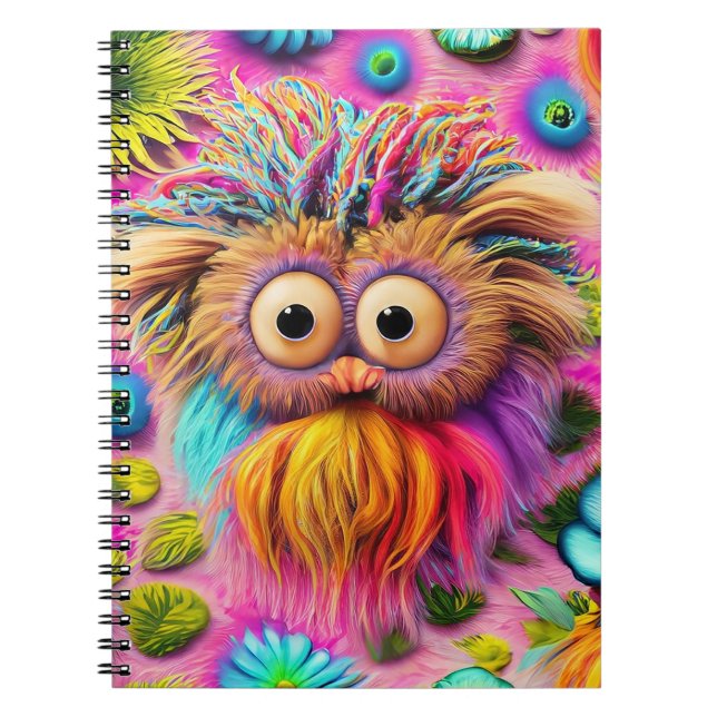 Cosmic Owl Trippy Hippie Psychedelic Original  Notebook (Front)