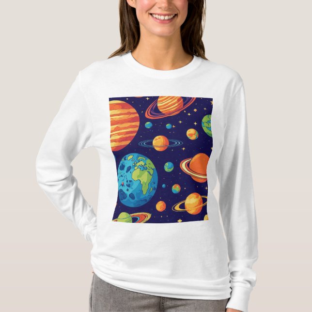 Cosmic Palette: Planetary Symphony T-Shirt (Front)