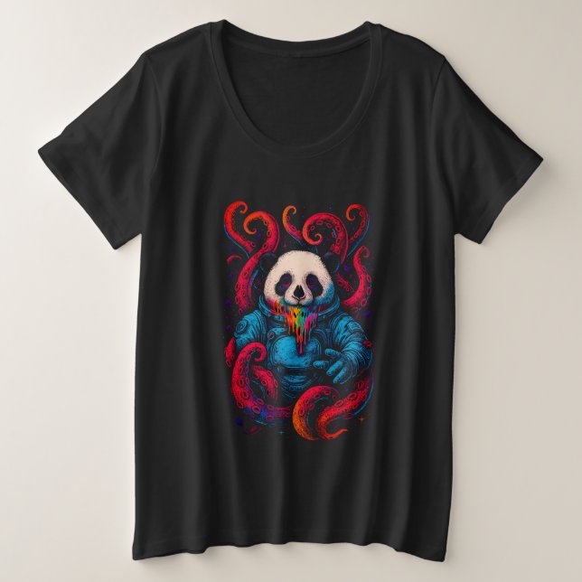 Cosmic Panda Kraken Plus Size T-Shirt (Design Front)
