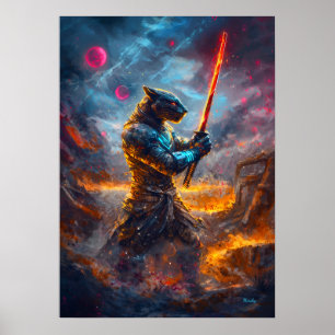 Cosmic Panther Samurai – Celestial Blade Master Poster