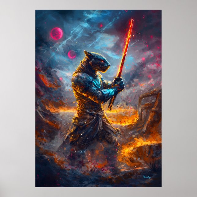 Cosmic Panther Samurai – Celestial Blade Master Poster (Front)