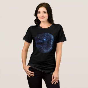 Cosmic Panther with Glowing Blue Eyes Tri-Blend Shirt