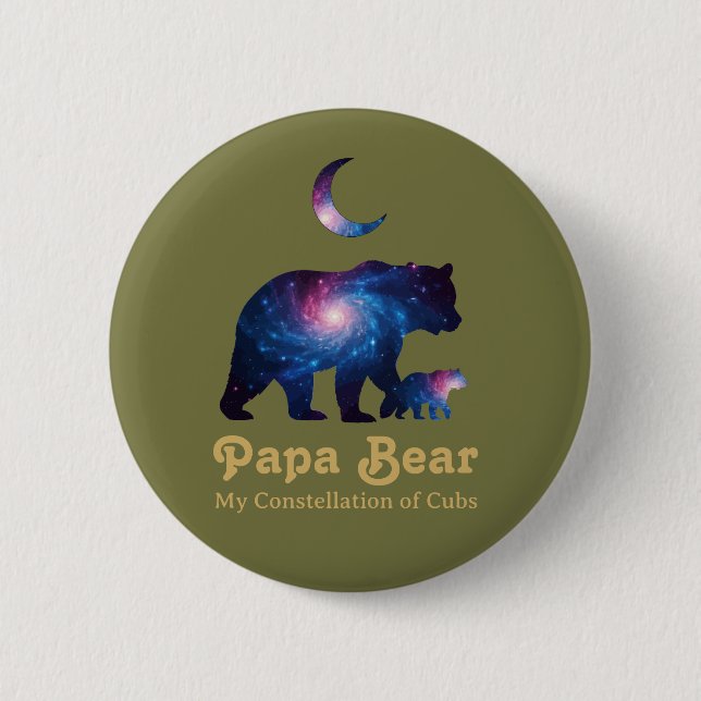 Cosmic Papa Bear & Cub 6 Cm Round Badge (Front)