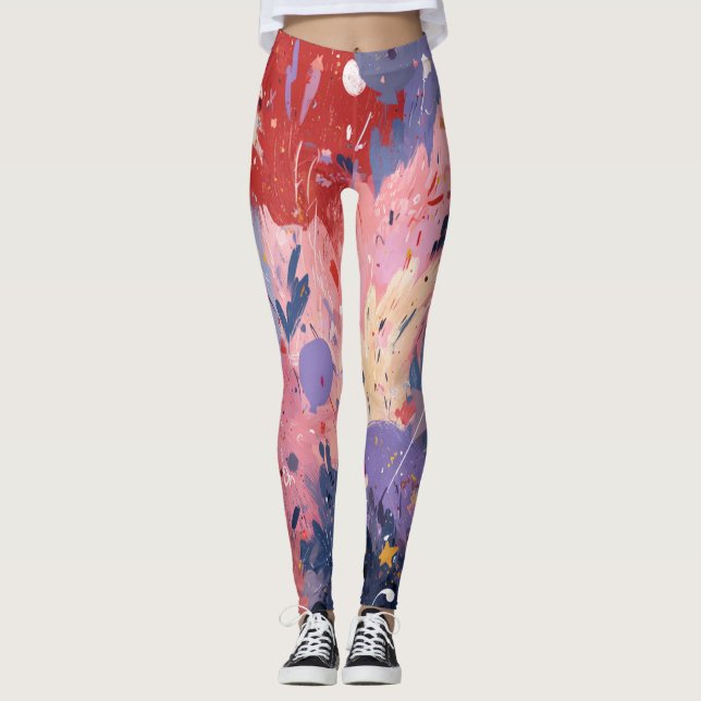 Cosmic Party Abstract Explosion Leggings (Front)