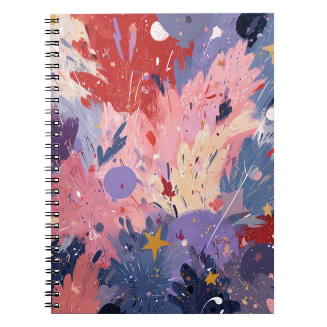 Cosmic Party Abstract Explosion Notebook (Front)
