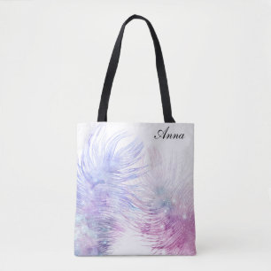 *~* Cosmic Pastel Mystical Celestial Feathers Tote Bag