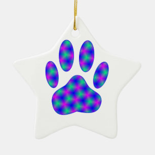 Cosmic Paw Print Ceramic Tree Decoration