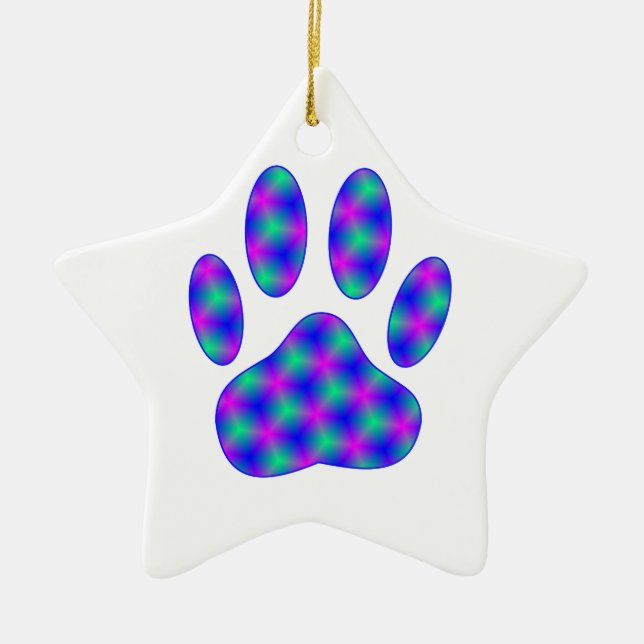 Cosmic Paw Print Ceramic Tree Decoration (Front)