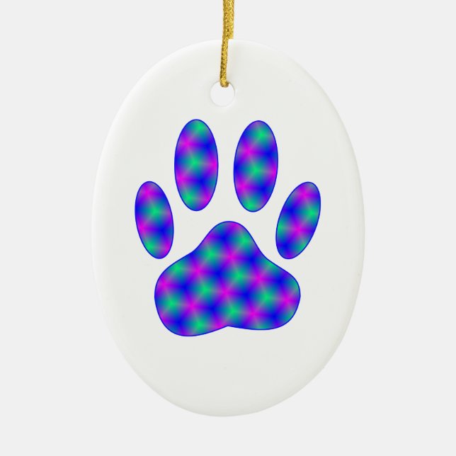 Cosmic Paw Print Ceramic Tree Decoration (Front)