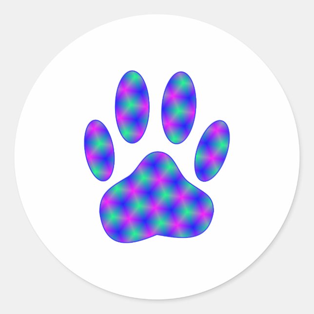 Cosmic Paw Print Classic Round Sticker (Front)