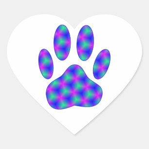 Cosmic Paw Print Heart Sticker