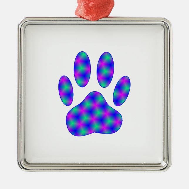 Cosmic Paw Print Metal Tree Decoration (Front)