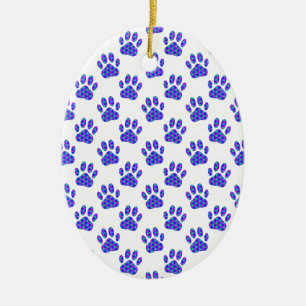 Cosmic Paw Print Pattern Ceramic Tree Decoration