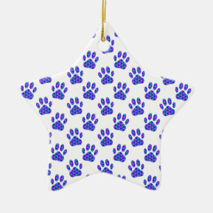 Cosmic Paw Print Pattern Ceramic Tree Decoration
