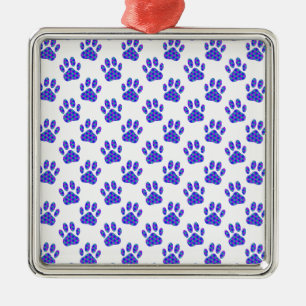 Cosmic Paw Print Pattern Metal Tree Decoration