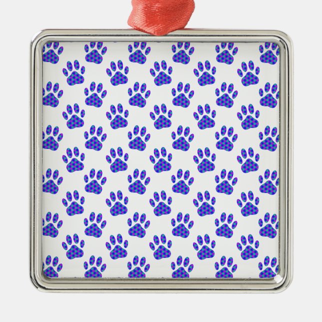 Cosmic Paw Print Pattern Metal Tree Decoration (Front)