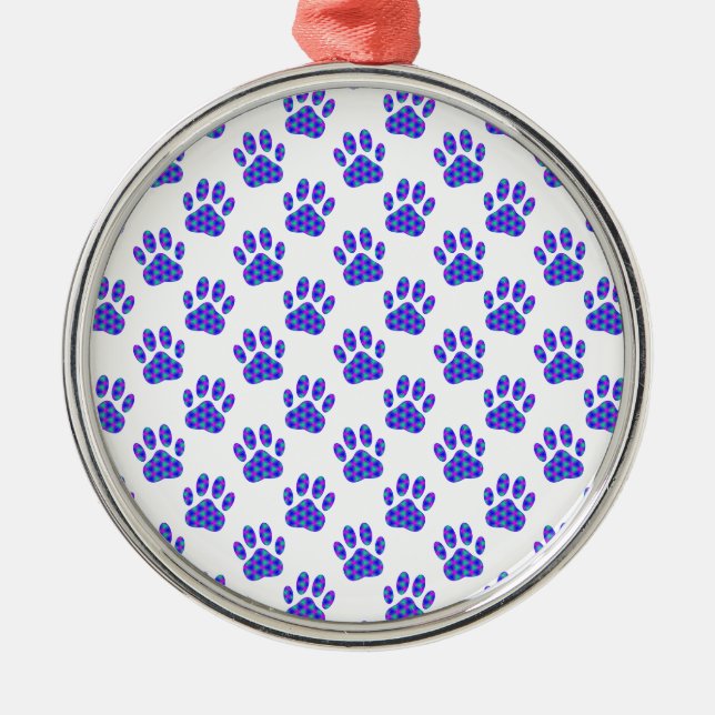 Cosmic Paw Print Pattern Metal Tree Decoration (Front)