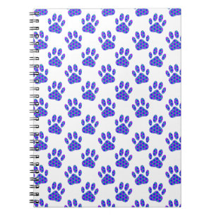 Cosmic Paw Print Pattern Spiral Notebook