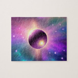 Cosmic Perfect Purple Planet Orbiting the Universe Jigsaw Puzzle