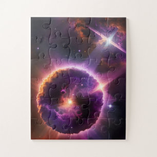 Cosmic Phenomenal Spirituality in Purple Galaxy Jigsaw Puzzle
