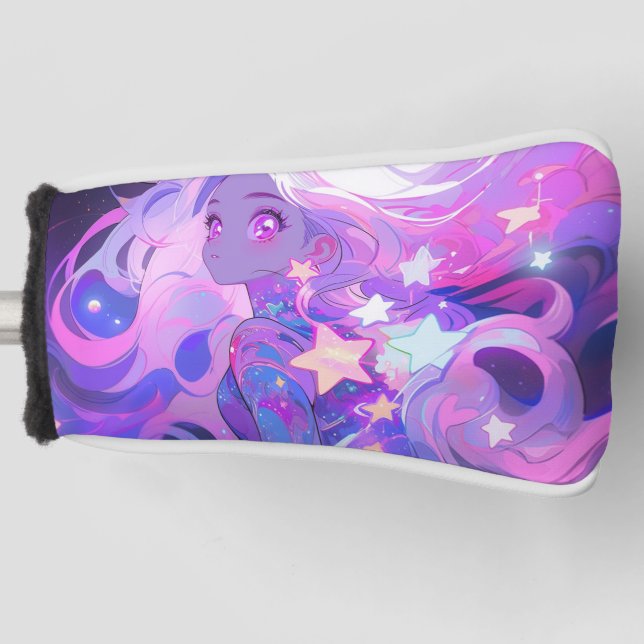 Cosmic Pink and Purple Anime Girl Golf Head Cover (Front)