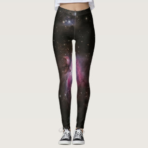 Cosmic Pink Nebula Galaxy Leggings