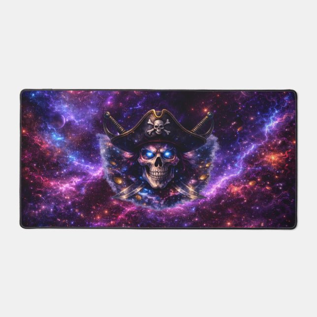 Cosmic Pirate Skull Galaxy Gaming Mouse Pad (Front)