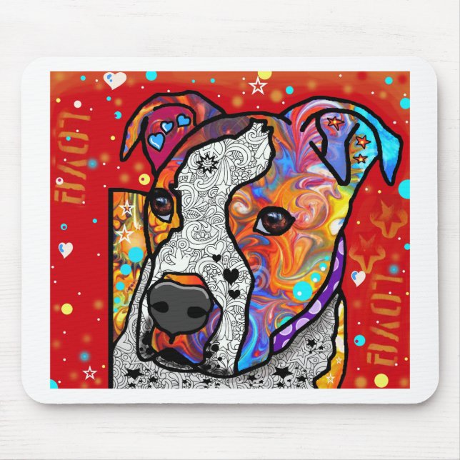 Cosmic Pit Bull - Bright Colourful - Gift Idea Mouse Pad (Front)
