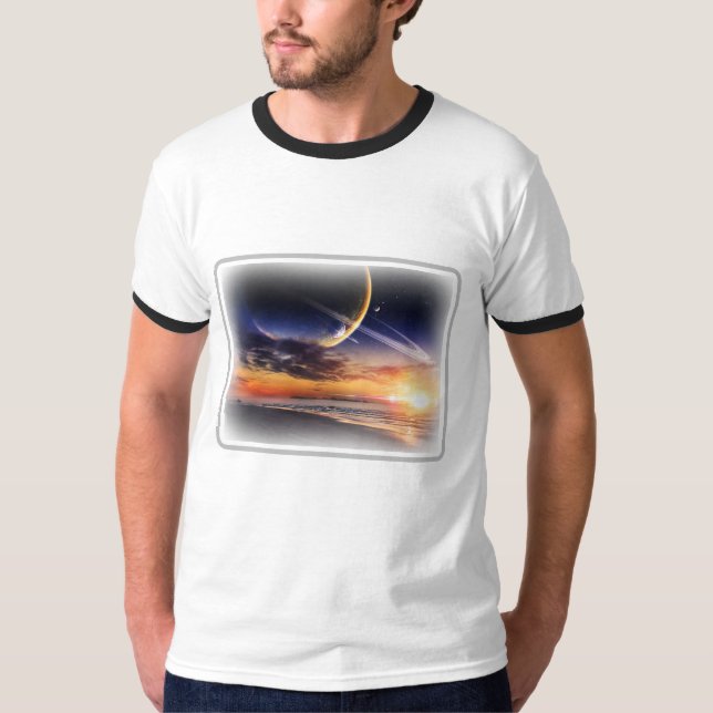 Cosmic Planet Horizon Basic Ringer T-Shirt (Front)