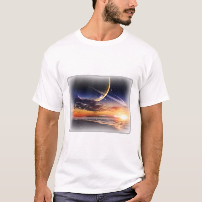 Cosmic Planet Horizon Basic T-Shirt (Front)