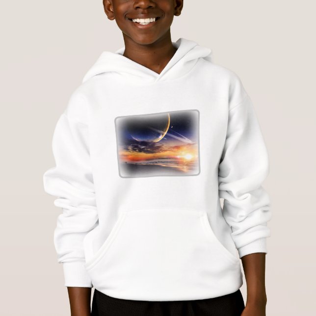 Cosmic Planet Horizon Kids Pullover Hoodie (Front)