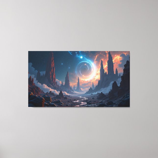 Cosmic Planetscape Swirling Galaxies Canvas Print (Front)