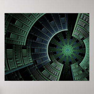 Cosmic Pod Green Abstract Geometric Poster