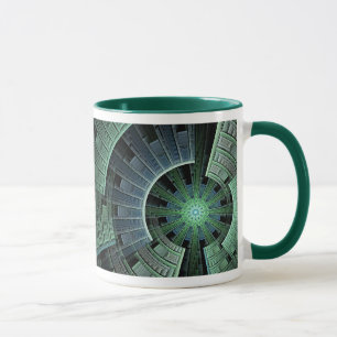 Cosmic Pod Green Geometric Abstract Mug