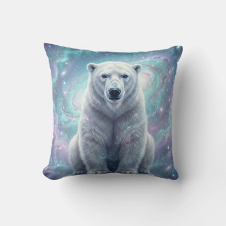 Cosmic Polar Bear Galaxy Throw Pillow