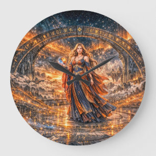 Cosmic Portal Sorceress – Fantasy Wall Clock