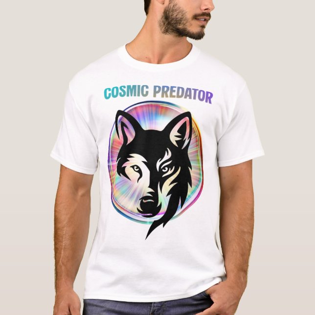 Cosmic Predator Nebula Wolf T-Shirt (Front)