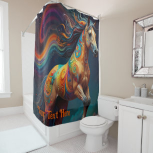 Cosmic Psychedelic Horse: Surreal Journey Shower Curtain