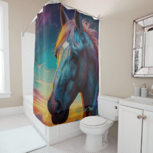 Cosmic Psychedelic Horse: Surreal Journey Shower Curtain