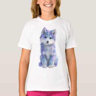 Cosmic Puppy Watercolor Galaxy Kids T-Shirt